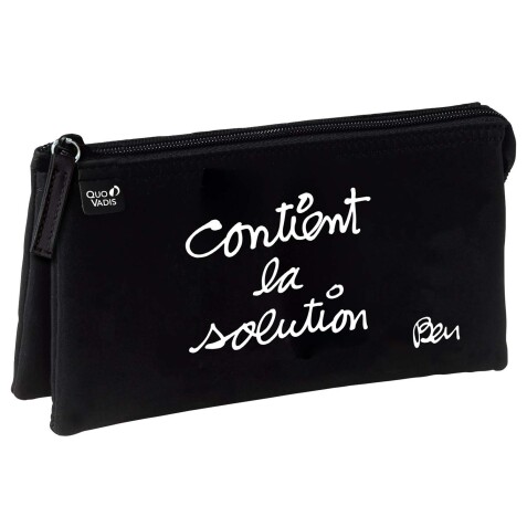 Quo Vadis - Trousse scolaire - Rectangle - Ben - 22,5x11x6 cm - Toile (polyester) - 3 compartiment(s) -  par 8