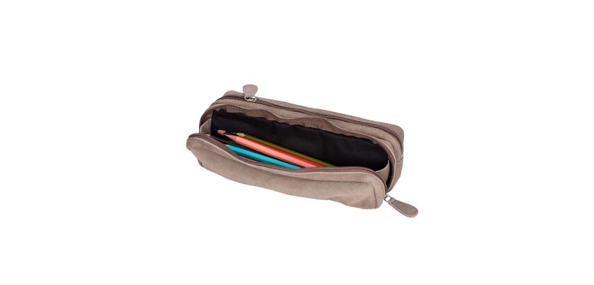 Quo Vadis - Trousse - Rectangle - Velours - 21x6x7 cm - Cuir de vachette suédé - 1 compartiment(s) -  par 6