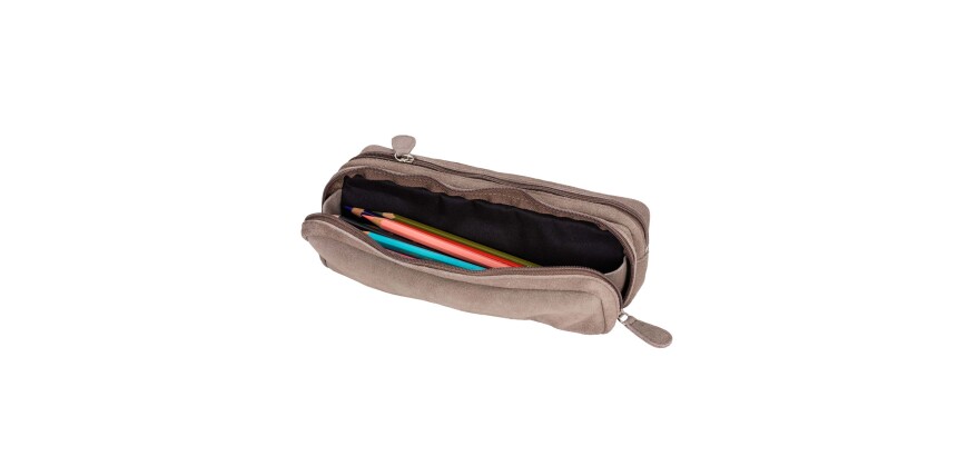 Quo Vadis - Trousse - Rectangle - Velours - 21x6x7 cm - Cuir de vachette suédé - 1 compartiment(s) -  par 6