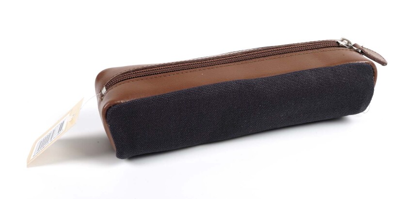 Quo Vadis - Trousse - Rectangle - S1829 - Bleu / marron - 20x6x4,5 cm Cuir pleine fleur de vachette - 1 compartiment(s)