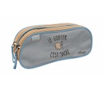 Quo Vadis - Trousse scolaire - Rectangle - Shaman - Gris - Toile (polyester) - 2 compartiment(s)