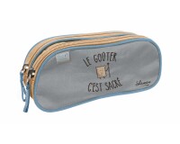 Quo Vadis - Trousse scolaire - Rectangle - Shaman - Gris - Toile (polyester) - 2 compartiment(s)