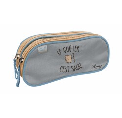 Quo Vadis - Trousse scolaire - Rectangle - Shaman - Gris - Toile (polyester) - 2 compartiment(s)