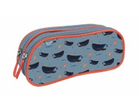 Quo Vadis - Trousse scolaire - Rectangle - Animascot - Baleine - Toile (polyester) - 2 compartiment(s)