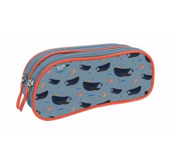 Quo Vadis - Trousse scolaire - Rectangle - Animascot - Baleine - Toile (polyester) - 2 compartiment(s)