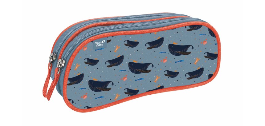 Quo Vadis - Trousse scolaire - Rectangle - Animascot - Baleine - Toile (polyester) - 2 compartiment(s)