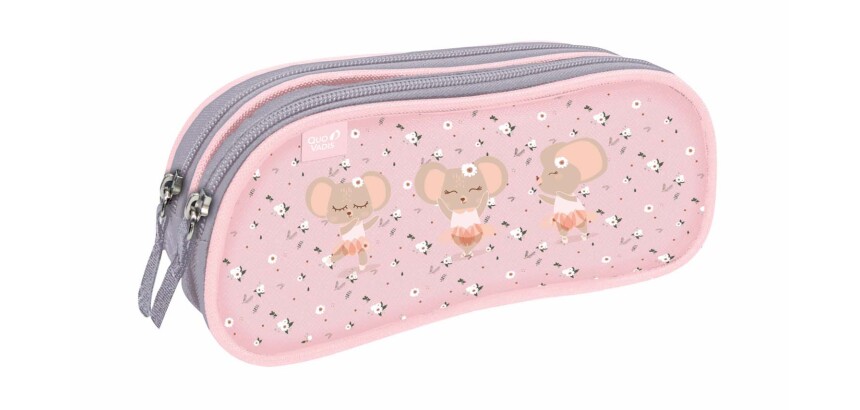 Quo Vadis - Trousse scolaire - Rectangle - Animascot - Souris - Toile (polyester) - 2 compartiment(s)