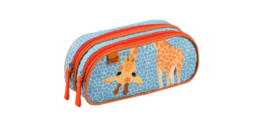 Quo Vadis - Trousse scolaire - Rectangle - Animascot - Girafe - Toile (polyester) - 2 compartiment(s)