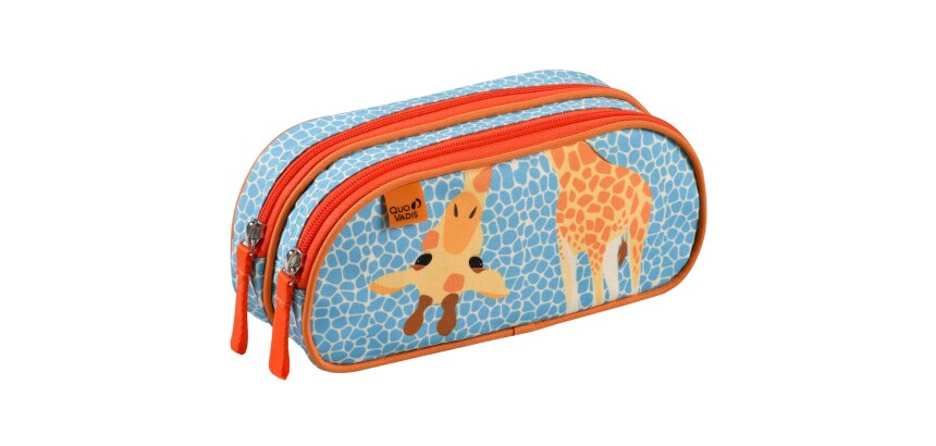 Quo Vadis - Trousse scolaire - Rectangle - Animascot - Girafe - Toile (polyester) - 2 compartiment(s)