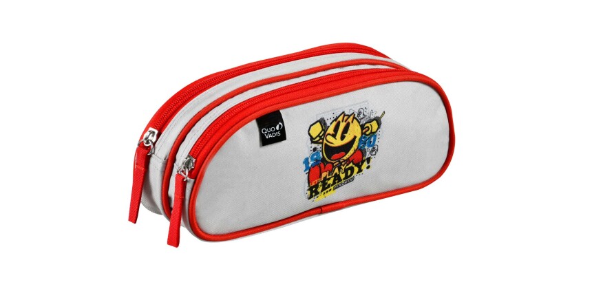 Quo Vadis - Trousse scolaire - Rectangle - Pac man - Ready - Toile (polyester) - 2 compartiment(s)