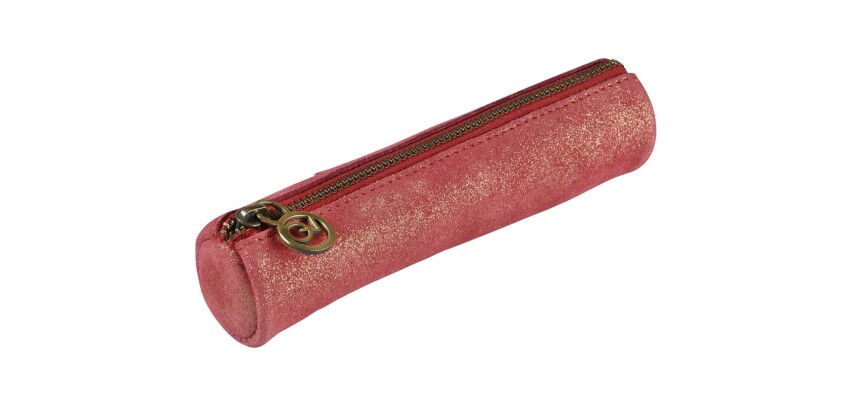 Quo Vadis - Trousse - Ronde - Julo - 17x3,5 cm Cuir de vachette suédé - 1 compartiment(s)