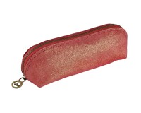 Quo Vadis - Trousse - Triangle - Julo - Rouge - 21x6,5x6,5 cm Cuir de vachette suédé - 1 compartiment(s)