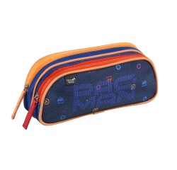 Quo Vadis - Trousse scolaire - Rectangle - Pac man - Néon - Toile (polyester) - 2 compartiment(s)
