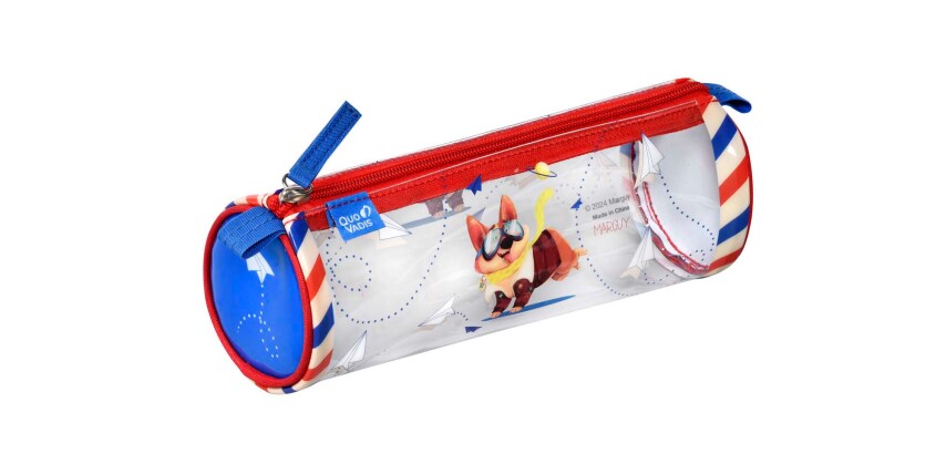 Quo Vadis - Trousse scolaire - Ronde - Marguy Enfants - chien aviateur - 23x8x8 cm 1 compartiment(s)
