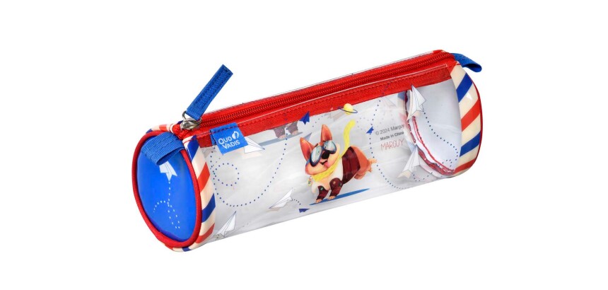 Quo Vadis - Trousse scolaire - Ronde - Marguy Enfants - chien aviateur - 23x8x8 cm 1 compartiment(s)