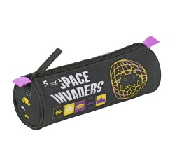 Quo Vadis - Trousse scolaire - Ronde - Space invaders - Warning - 23x8x8 cm Toile (polyester) - 1 compartiment(s)