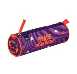 Quo Vadis - Trousse scolaire - Ronde - Space invaders - Violet - 23x8x8 cm Toile (polyester) - 1 compartiment(s)