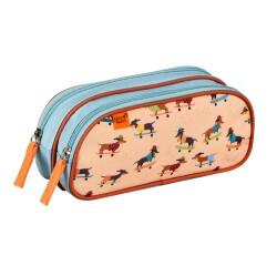 Quo Vadis - Trousse scolaire - Rectangle - Animascot - Chien - Toile (polyester) - 2 compartiment(s)