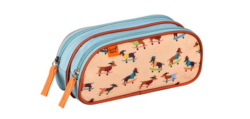 Quo Vadis - Trousse scolaire - Rectangle - Animascot - Chien - Toile (polyester) - 2 compartiment(s)