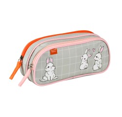 Quo Vadis - Trousse scolaire - Rectangle - Animascot - Lapin - Toile (polyester) - 2 compartiment(s)