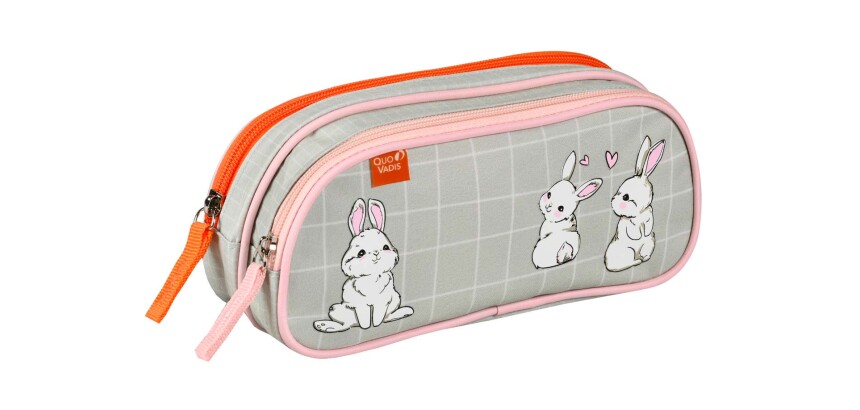 Quo Vadis - Trousse scolaire - Rectangle - Animascot - Lapin - Toile (polyester) - 2 compartiment(s)