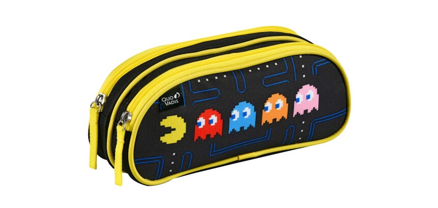 Quo Vadis - Trousse scolaire - Rectangle - Pac man - Ghost - Toile (polyester) - 2 compartiment(s)
