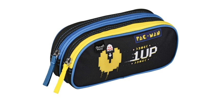 Quo Vadis - Trousse scolaire - Rectangle - Pac man - Toile (polyester) - 2 compartiment(s) -  par 8
