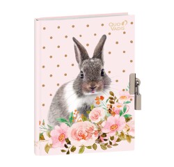 Quo Vadis - Journal intime - Mes potes à pattes mignons - Lapin fleurs - 12x17 cm