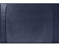 Quo Vadis - Sous-main à bandes latérales - Satiny - Bleu marine - 56x38 cm - Cuir pleine fleur de vachette