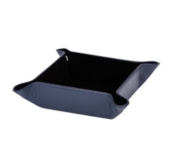 Quo Vadis - Vide poche - Satiny - Bleu marine - 12,5x12,5x4,5 cm - Cuir pleine fleur de vachette