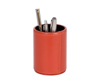 Quo Vadis - Pot à crayons - Satiny - Orange - 10x7 cm Cuir pleine fleur de vachette