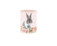 Quo Vadis - Pot à crayons - Mes potes à pattes mignons - Lapin fleurs - 8x8x10,5 cm Métal