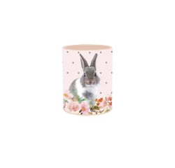 Quo Vadis - Pot à crayons - Mes potes à pattes mignons - Lapin fleurs - 8x8x10,5 cm Métal
