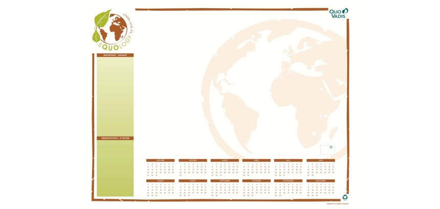 Quo Vadis - Sous-main perpétuel à feuillets - Français - Equology - Multicolore - Perpétuel - 54x40 cm -  recyclé - par 10