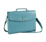 Quo Vadis - Sacoche - Satiny - Bleu canard - 42x29x6,5 cm - Cuir pleine fleur de vachette - 1 compartiment(s) - Avec bandoulière et poignée