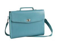 Quo Vadis - Sacoche - Satiny - Bleu canard - 42x29x6,5 cm - Cuir pleine fleur de vachette - 1 compartiment(s) - Avec bandoulière et poignée