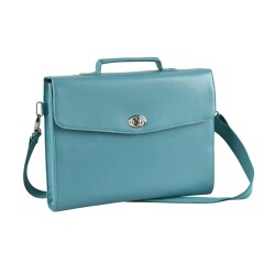 Quo Vadis - Sacoche - Satiny - Bleu canard - 42x29x6,5 cm - Cuir pleine fleur de vachette - 1 compartiment(s) - Avec bandoulière et poignée