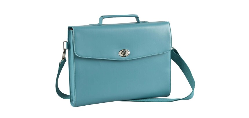 Quo Vadis - Sacoche - Satiny - Bleu canard - 42x29x6,5 cm - Cuir pleine fleur de vachette - 1 compartiment(s) - Avec bandoulière et poignée