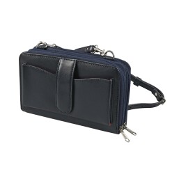 Quo Vadis - Sac - Satiny - Bleu marine - 20x12,5x5 cm - Cuir pleine fleur de vachette - 2 compartiment(s) - Avec bandoulière