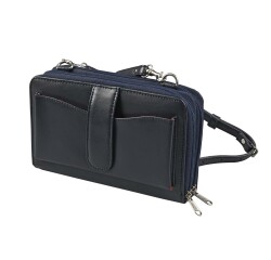 Quo Vadis - Sac - Satiny - Bleu marine - 20x12,5x5 cm Cuir pleine fleur de vachette - 2 compartiment(s) - Avec bandoulière