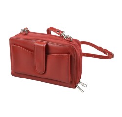 Quo Vadis - Sac - Satiny - Rouge - 20x12,5x5 cm Cuir pleine fleur de vachette - 2 compartiment(s) - Avec bandoulière