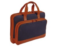 Quo Vadis - Sacoche - S1829 - Bleu brique - 39x28x11 cm Cuir pleine fleur de vachette - 2 compartiment(s) - Avec bandoulière et poignée