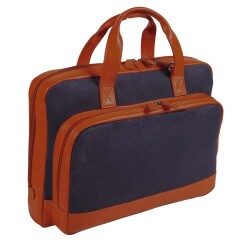 Quo Vadis - Sacoche - S1829 - Bleu brique - 39x28x11 cm Cuir pleine fleur de vachette - 2 compartiment(s) - Avec bandoulière et poignée