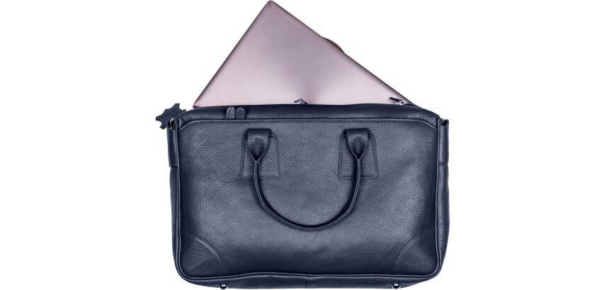 Quo Vadis - Sacoche large - Goya - Bleu - 42x28x9 cm - Cuir pleine fleur de vachette - 3 compartiment(s) - Avec bandoulière et poignée