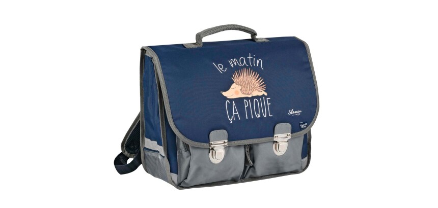 Quo Vadis - Cartable scolaire - Shaman - Bleu - 38x30x14 cm Toile (polyester) - 2 compartiment(s) - Avec bretelles et poignée