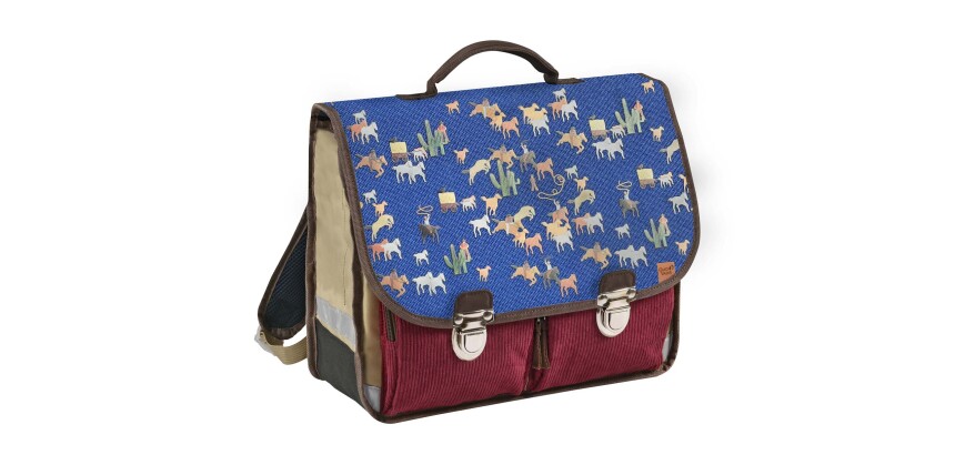 Quo Vadis - Cartable scolaire - Louise & Arthur - Cowboy - 38x30x14 cm Toile (polyester) - 2 compartiment(s) - Avec bretelles et poignée
