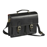 Quo Vadis - Sacoche cartable - Rangers - Noir - 38x28,5x5 cm - Cuir pleine fleur de buffle - 3 compartiment(s)