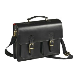 Quo Vadis - Sacoche cartable - Rangers - Noir - 38x28,5x5 cm - Cuir pleine fleur de buffle - 3 compartiment(s)