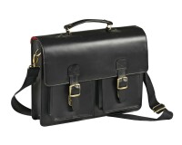 Quo Vadis - Sacoche cartable - Rangers - Noir - 38x28,5x5 cm Cuir pleine fleur de buffle - 3 compartiment(s)