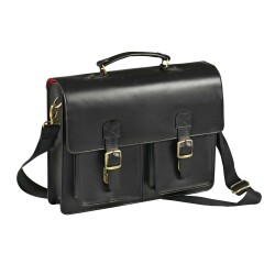 Quo Vadis - Sacoche cartable - Rangers - Noir - 38x28,5x5 cm Cuir pleine fleur de buffle - 3 compartiment(s)